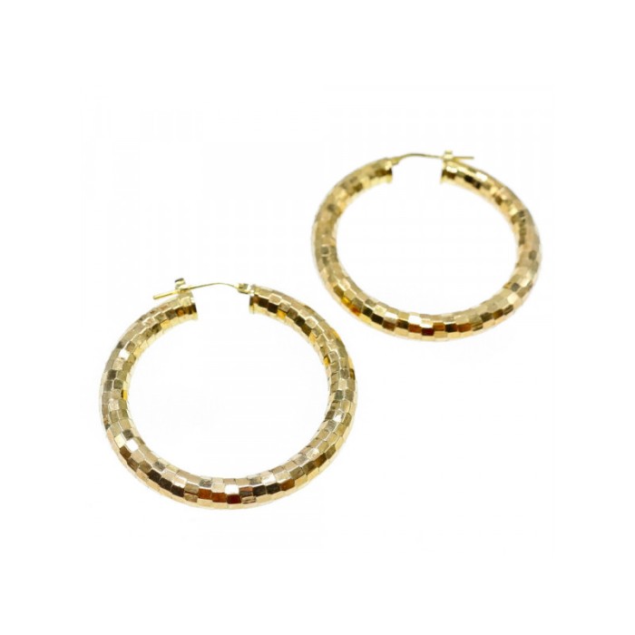 925 STERLING SILVER GOLD PLATED HOOP EARRINGS ITALY