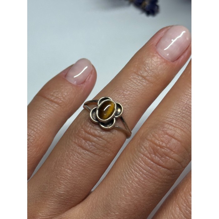 Vintage 925 Sterling Silver Amber Ring Size 5