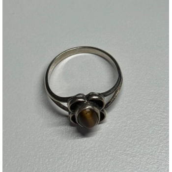 Vintage 925 Sterling Silver Amber Ring Size 5