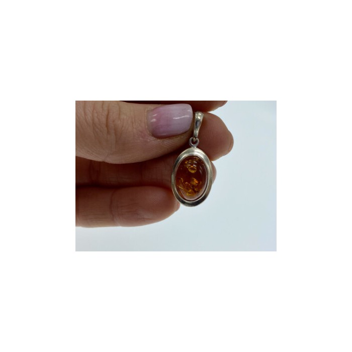 925 Sterling Silver Amber Pendant