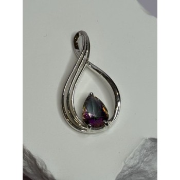 925 Sterling Silver Alexandrite Pear Pendant Length 1.5 Inch