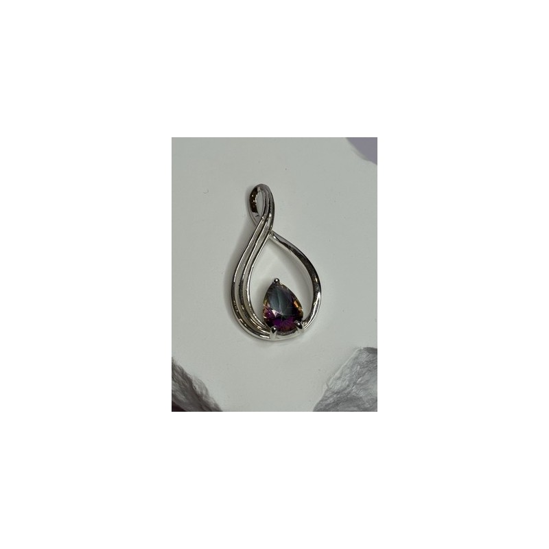 925 Sterling Silver Alexandrite Pear Pendant Length 1.5 Inch