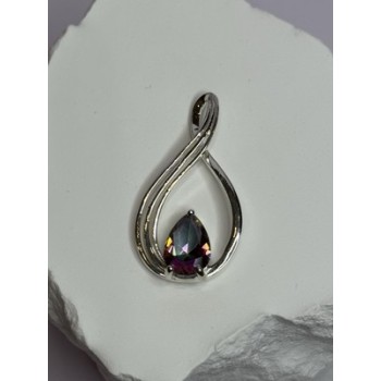 925 Sterling Silver Alexandrite Pear Pendant Length 1.5 Inch