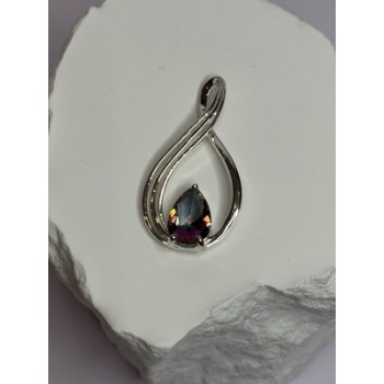 925 Sterling Silver Alexandrite Pear Pendant Length 1.5 Inch