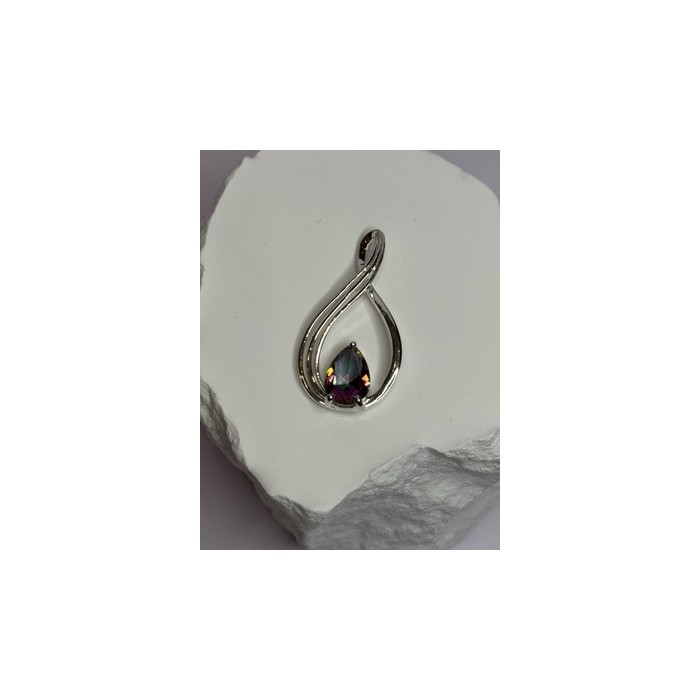 925 Sterling Silver Alexandrite Pear Pendant Length 1.5 Inch