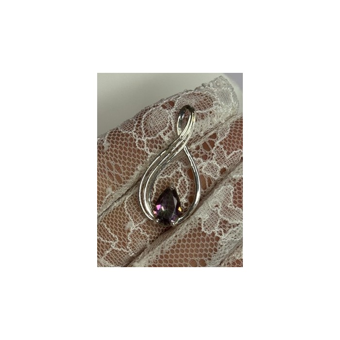 925 Sterling Silver Alexandrite Pear Pendant Length 1.5 Inch