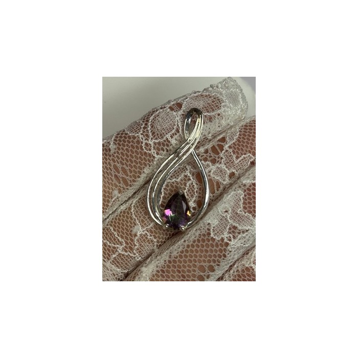 925 Sterling Silver Alexandrite Pear Pendant Length 1.5 Inch