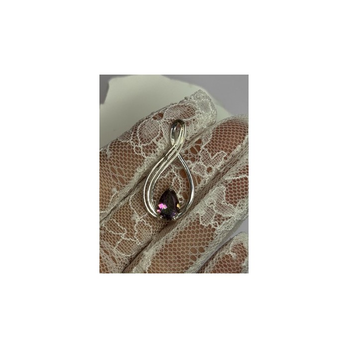 925 Sterling Silver Alexandrite Pear Pendant Length 1.5 Inch