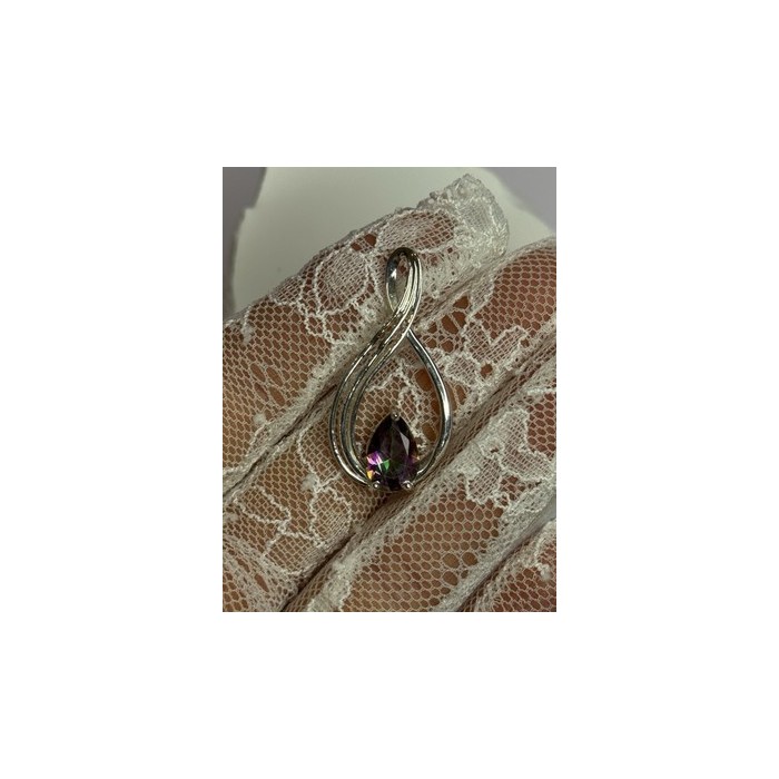 925 Sterling Silver Alexandrite Pear Pendant Length 1.5 Inch