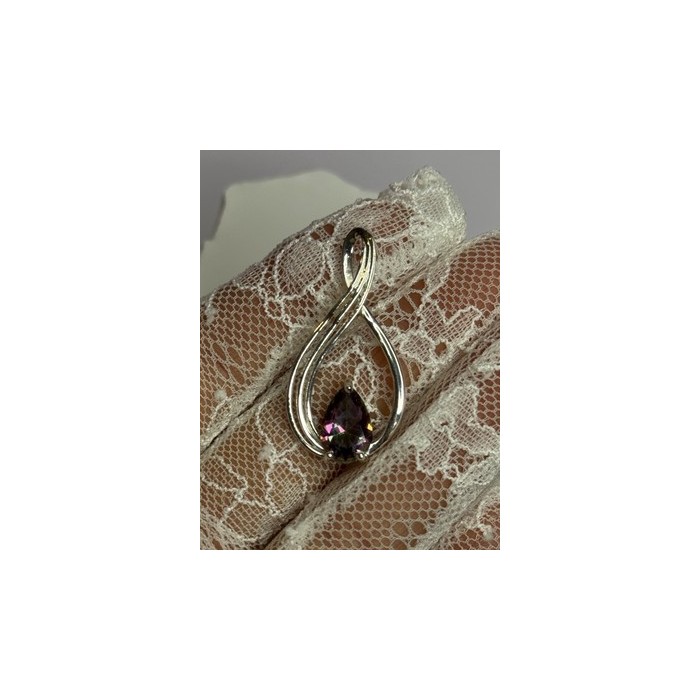 925 Sterling Silver Alexandrite Pear Pendant Length 1.5 Inch