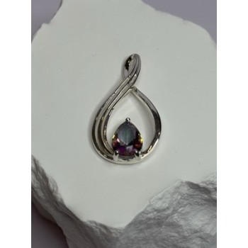 925 Sterling Silver Alexandrite Pear Pendant Length 1.5 Inch