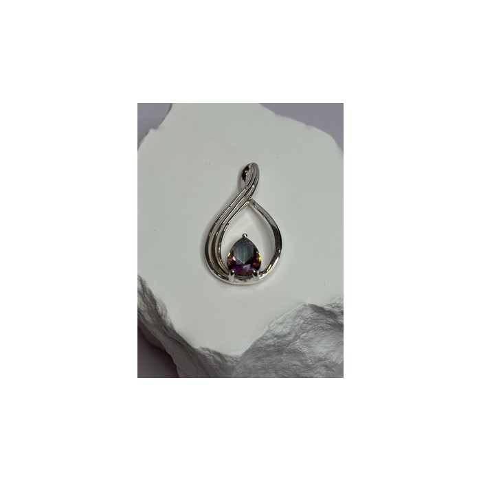 925 Sterling Silver Alexandrite Pear Pendant Length 1.5 Inch