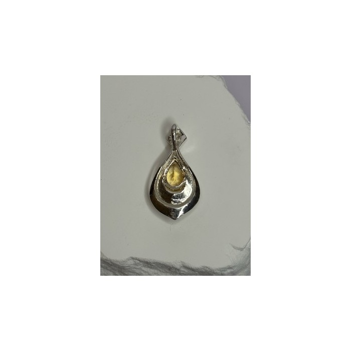 925 Sterling Silver Citrine Pear Pendant Length 1.3 Inch