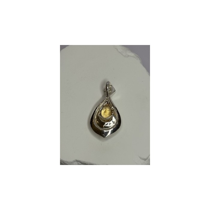 925 Sterling Silver Citrine Pear Pendant Length 1.3 Inch