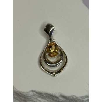 925 Sterling Silver Citrine Pear Pendant Length 1.3 Inch