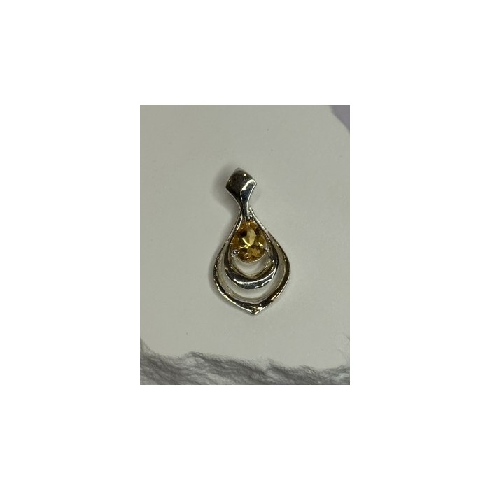 925 Sterling Silver Citrine Pear Pendant Length 1.3 Inch