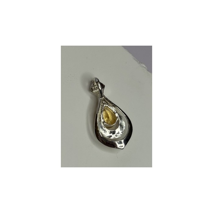925 Sterling Silver Citrine Pear Pendant Length 1.3 Inch
