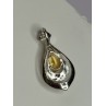 925 Sterling Silver Citrine Pear Pendant Length 1.3 Inch
