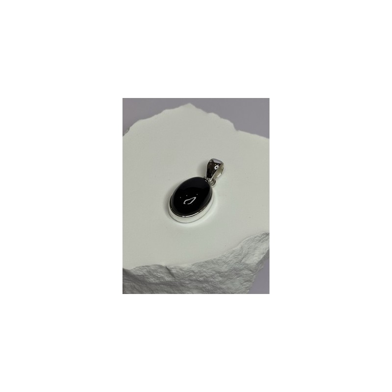 925 Sterling Silver Black Onyx Pendant Length 1.2 Inch