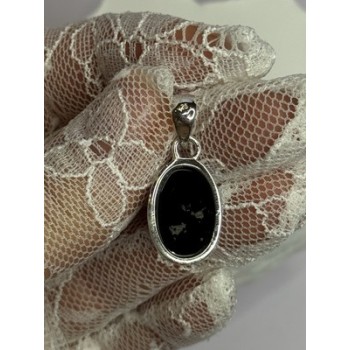 925 Sterling Silver Black Onyx Pendant Length 1.2 Inch