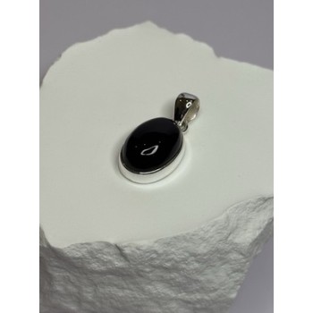 925 Sterling Silver Black Onyx Pendant Length 1.2 Inch