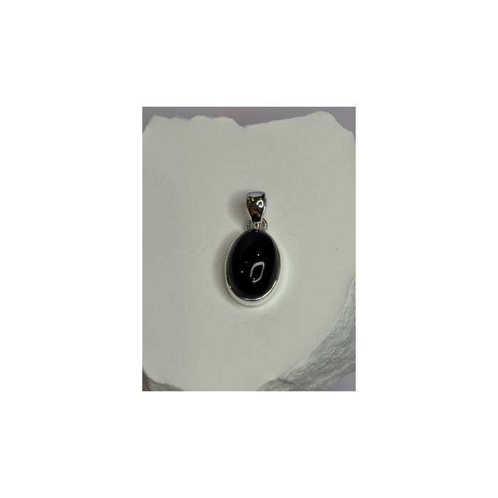 925 Sterling Silver Black Onyx Pendant Length 1.2 Inch