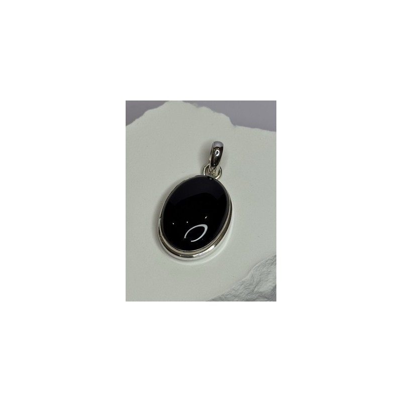 925 Sterling Silver Black Onyx Pendant Length 1.7 Inch