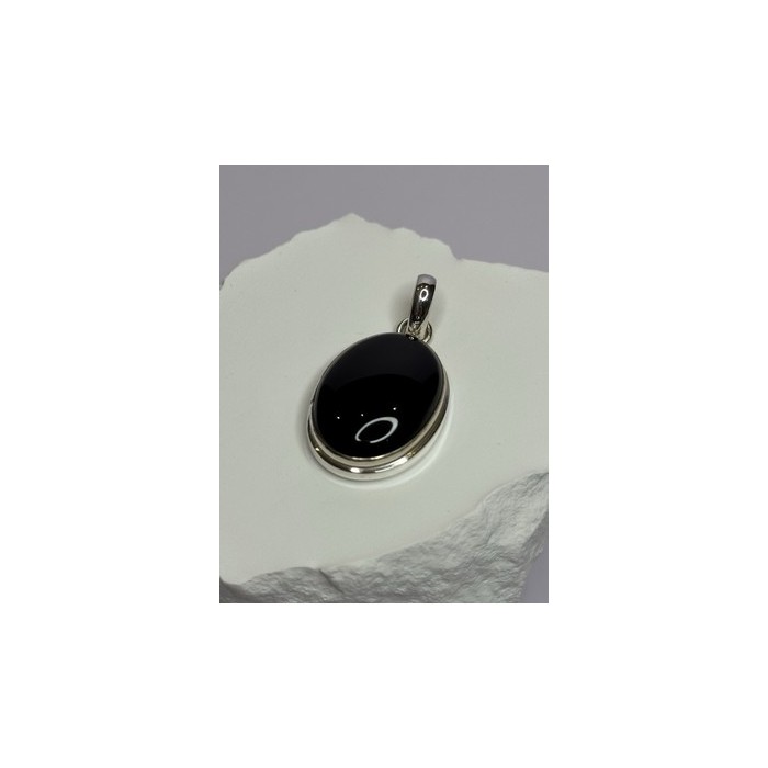 925 Sterling Silver Black Onyx Pendant Length 1.7 Inch