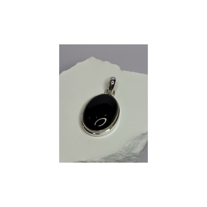 925 Sterling Silver Black Onyx Pendant Length 1.7 Inch