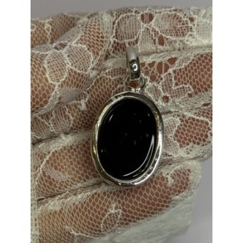 925 Sterling Silver Black Onyx Pendant Length 1.7 Inch