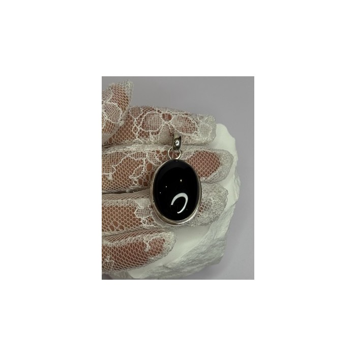 925 Sterling Silver Black Onyx Pendant Length 1.7 Inch