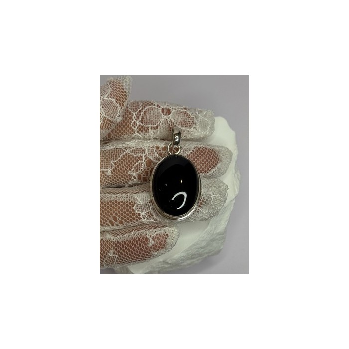 925 Sterling Silver Black Onyx Pendant Length 1.7 Inch