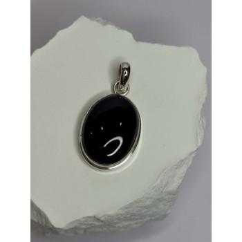 925 Sterling Silver Black Onyx Pendant Length 1.7 Inch