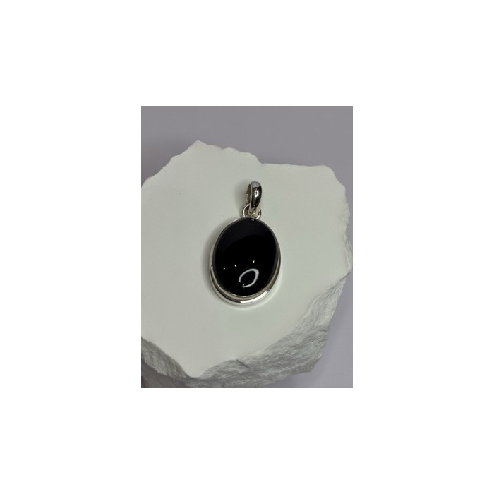 925 Sterling Silver Black Onyx Pendant Length 1.7 Inch