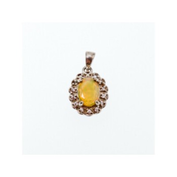 925 Sterling Silver Opal & CZ Pendant