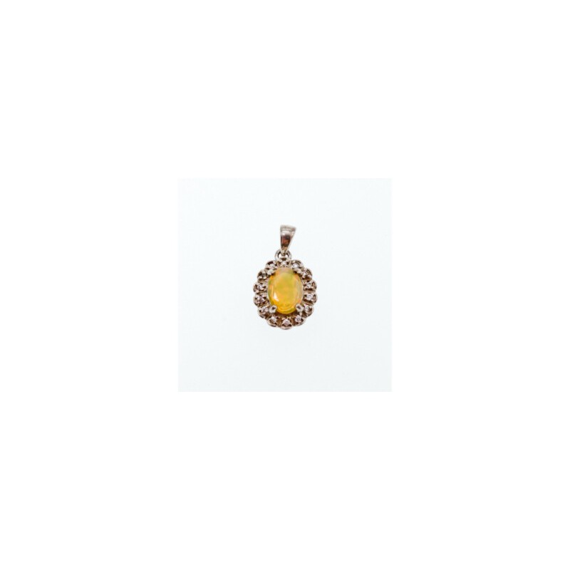 925 Sterling Silver Opal & CZ Pendant