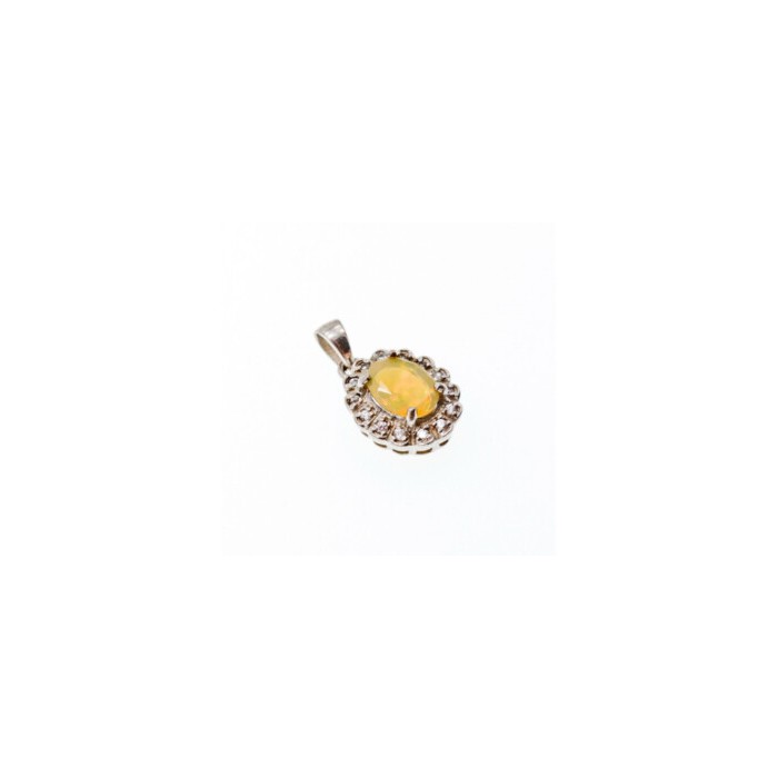 925 Sterling Silver Opal & CZ Pendant