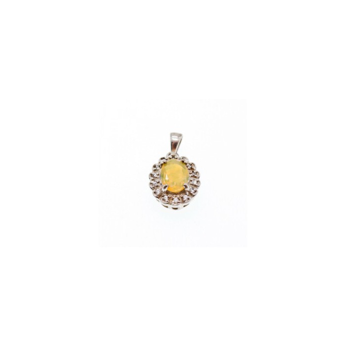 925 Sterling Silver Opal & CZ Pendant