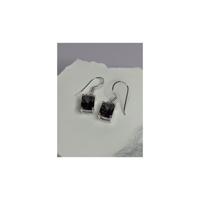 925 Sterling Silver Alexandrite Elegant Earrings Length 1.2 Inch