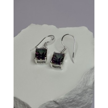 925 Sterling Silver Alexandrite Elegant Earrings Length 1.2 Inch
