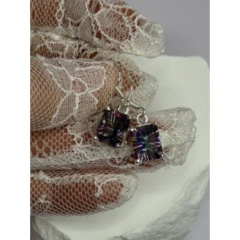 925 Sterling Silver Alexandrite Elegant Earrings Length 1.2 Inch
