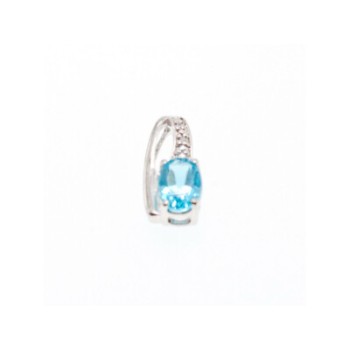 925 Sterling Silver Topaz & Diamond Pendant