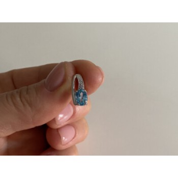 925 Sterling Silver Topaz & Diamond Pendant