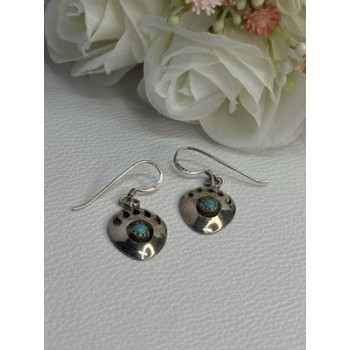 Vintage Native American 925 Sterling Silver Turquoise Earrings Length 1.20 Inch