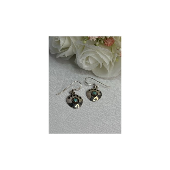 Vintage Native American 925 Sterling Silver Turquoise Earrings Length 1.20 Inch