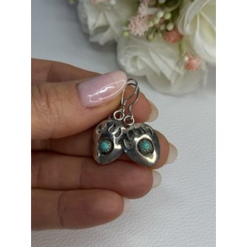 Vintage Native American 925 Sterling Silver Turquoise Earrings Length 1.20 Inch