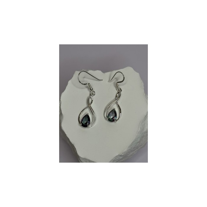 925 Sterling Silver Alexandrite Earrings Length 1.8 Inch