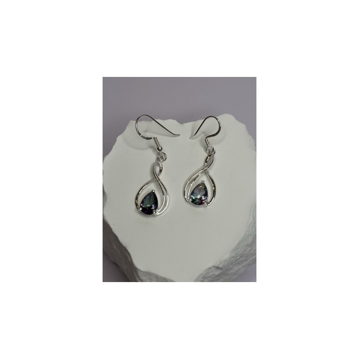 925 Sterling Silver Alexandrite Earrings Length 1.8 Inch