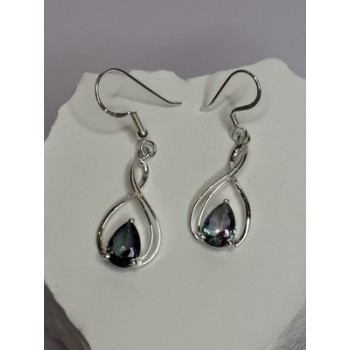 925 Sterling Silver Alexandrite Earrings Length 1.8 Inch