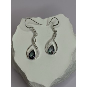 925 Sterling Silver Alexandrite Earrings Length 1.8 Inch